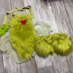 Green Furry Costume Set with Red Heart
